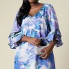 Curve Satin Ruffle Sleeve Shift