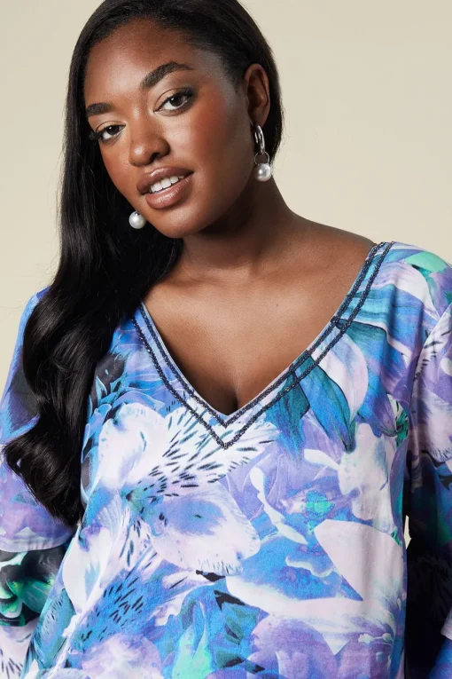 Curve Satin Ruffle Sleeve Shift