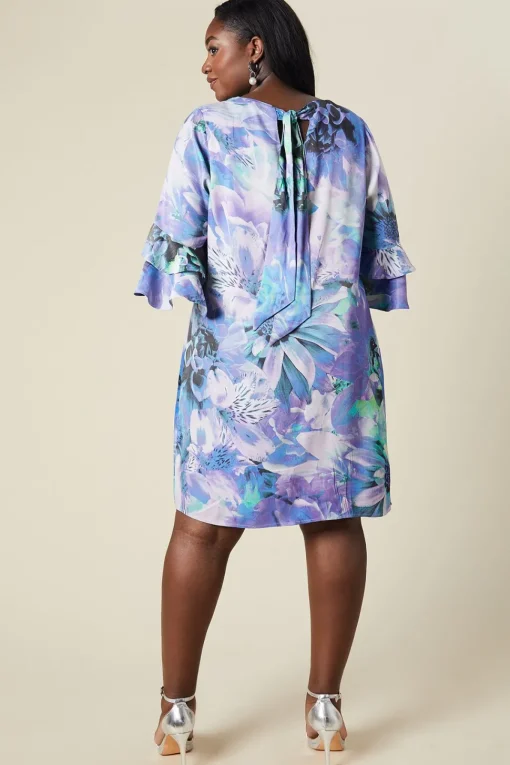 Curve Satin Ruffle Sleeve Shift