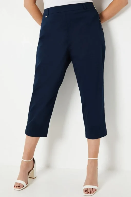 Curve Side Zip Stretch Crop Trousers