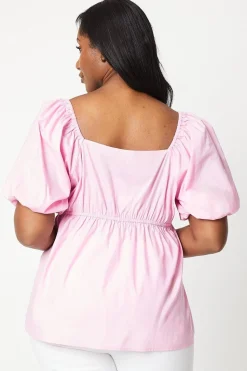 Curve Tie Front Square Neck Top