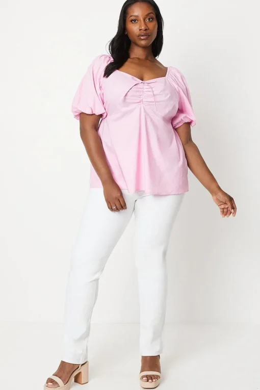 Curve Tie Front Square Neck Top