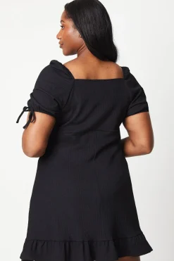 Curve Tie Sleeve Mini Dress