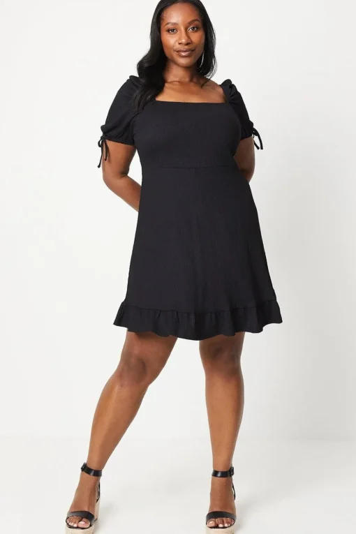 Curve Tie Sleeve Mini Dress