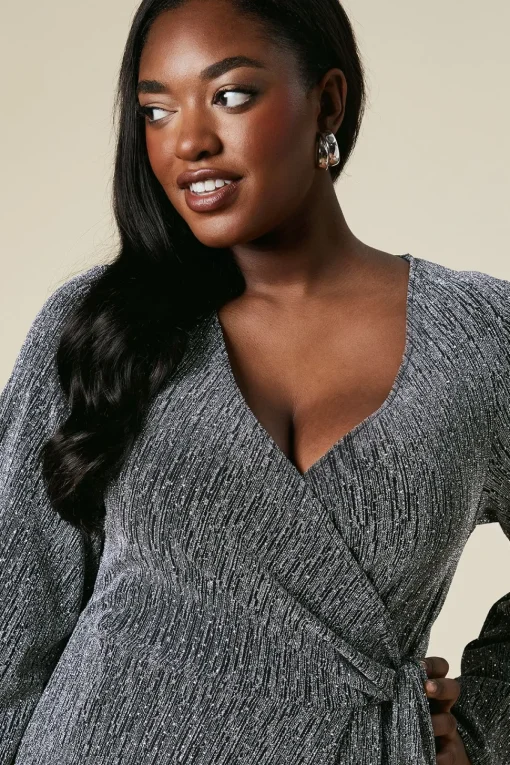 Curve Wrap Midi Dress Shimmer