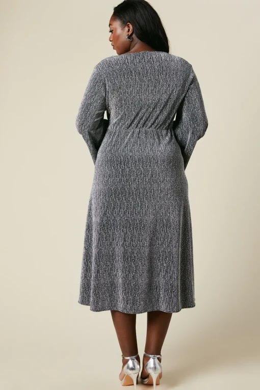 Curve Wrap Midi Dress Shimmer