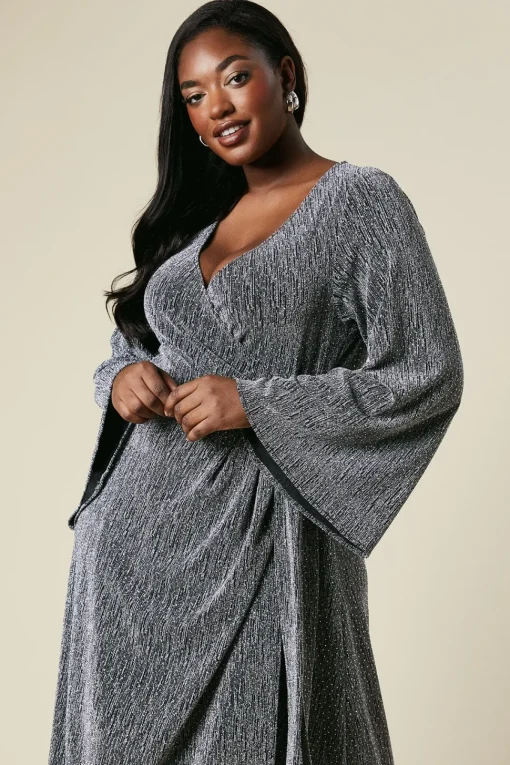 Curve Wrap Midi Dress Shimmer