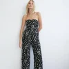 Dalmatian Print Satin Twill Bandeau Jumpsuit