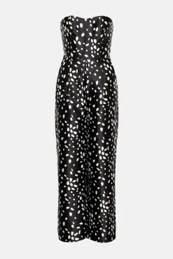 Dalmatian Print Satin Twill Bandeau Jumpsuit