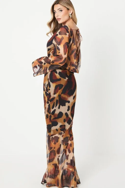 Debut London by Coast Printed Cowl Back Maxi Dress