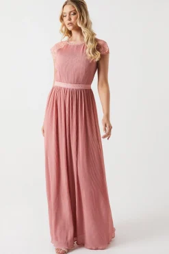 Delicate Lace Bodice Maxi Bridesmaids Dress