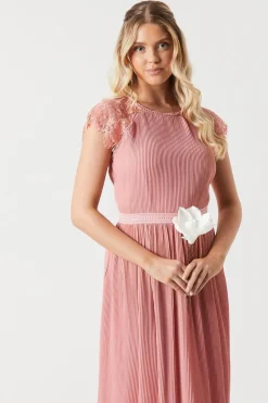 Delicate Lace Bodice Maxi Bridesmaids Dress