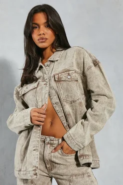 Denim Acid Wash Oversized Jacket