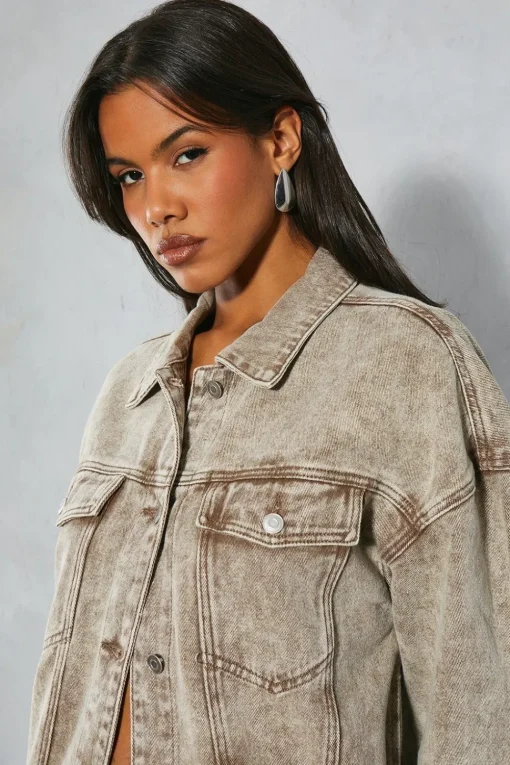 Denim Acid Wash Oversized Jacket