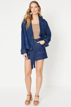 Denim Short Trench Coat