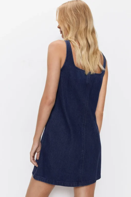 Denim Strappy Mini Dress