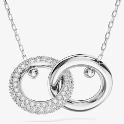 Dextera White Interlocking Loop Rhodium Plated Necklace 5670251