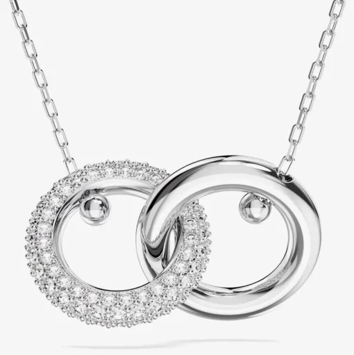 Dextera White Interlocking Loop Rhodium Plated Necklace 5670251