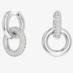 Dextera White Interlocking Loop Rhodium Plated Earrings 5671807