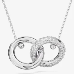 Dextera White Interlocking Loop Rhodium Plated Necklace 5670251