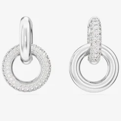 Dextera White Interlocking Loop Rhodium Plated Earrings 5671807