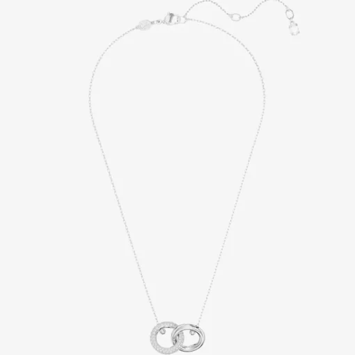 Dextera White Interlocking Loop Rhodium Plated Necklace 5670251