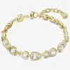 Dextera White Mixed Cuts Gold Tone Plated Bracelet 5667044 (M)