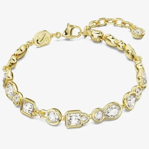 Dextera White Mixed Cuts Gold Tone Plated Bracelet 5667044 (M)