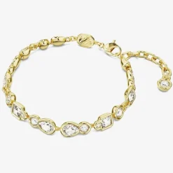 Dextera White Mixed Cuts Gold Tone Plated Bracelet 5667044 (M)