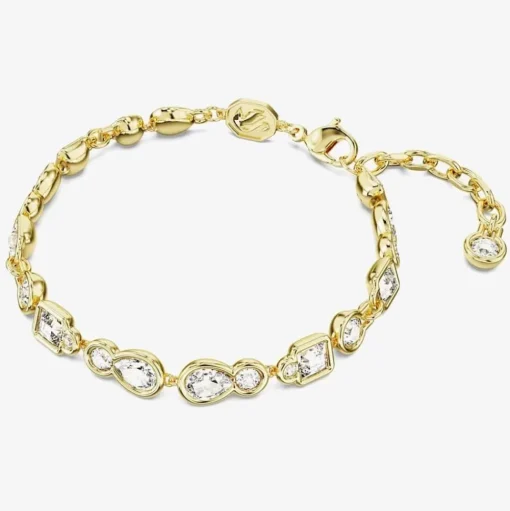 Dextera White Mixed Cuts Gold Tone Plated Bracelet 5667044 (M)