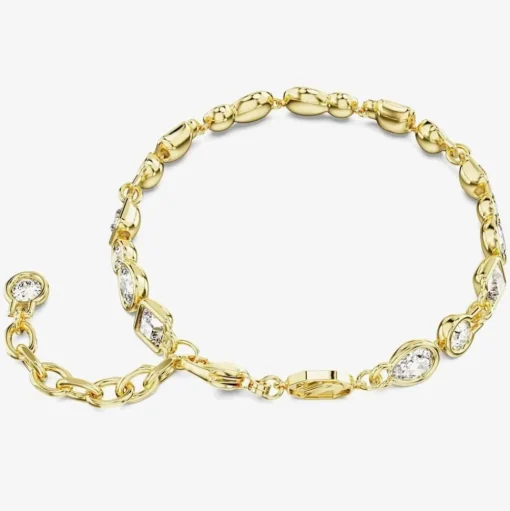 Dextera White Mixed Cuts Gold Tone Plated Bracelet 5667044 (M)