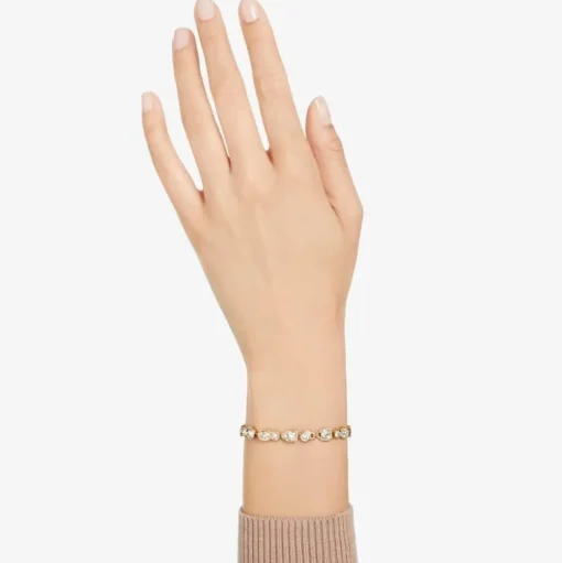 Dextera White Mixed Cuts Gold Tone Plated Bracelet 5667044 (M)