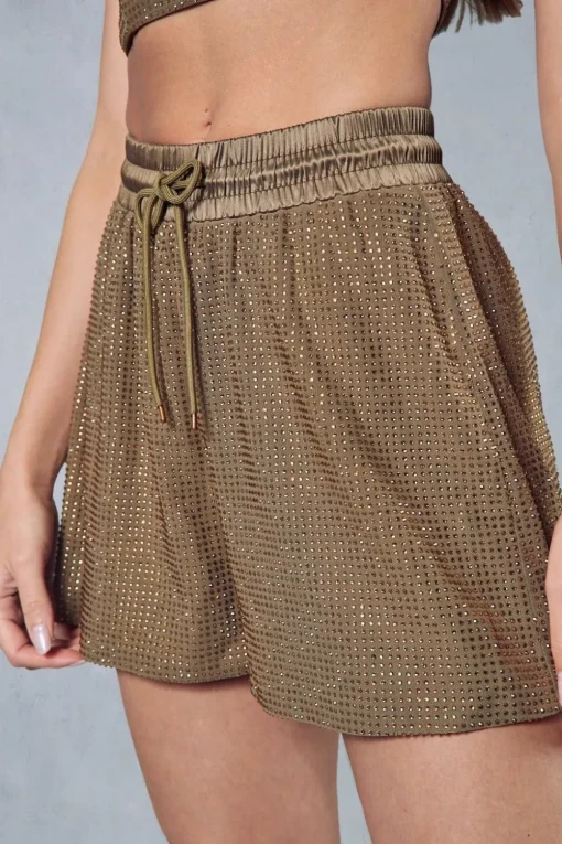 Diamante Drawstring Floaty Short