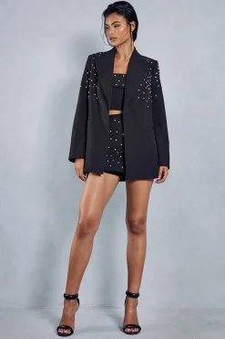 Diamante Embellished Oversized Blazer