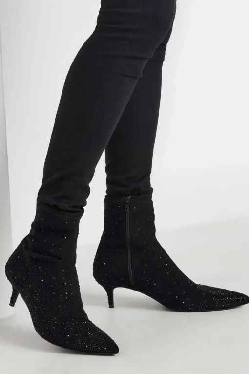 Diamante Heeled Boots In Standard Fit