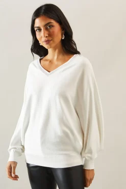 Diamante neckline v neck jumper