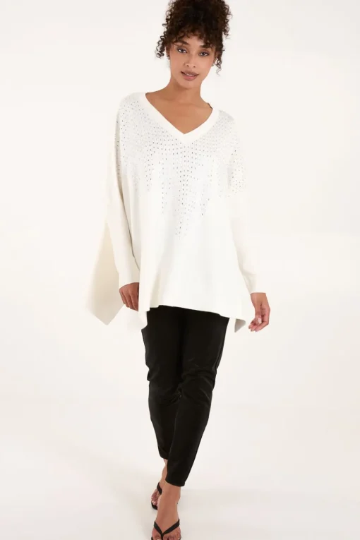 Diamante V Neck Jumper