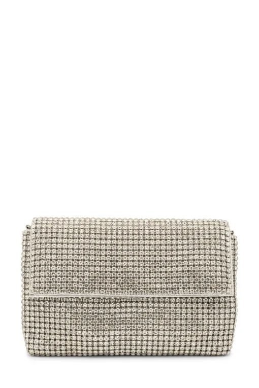 Diamante 'Donatella' Fold Over Soft Clutch Bag