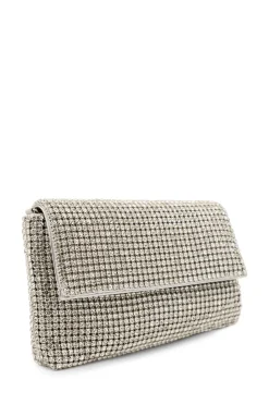 Diamante 'Donatella' Fold Over Soft Clutch Bag