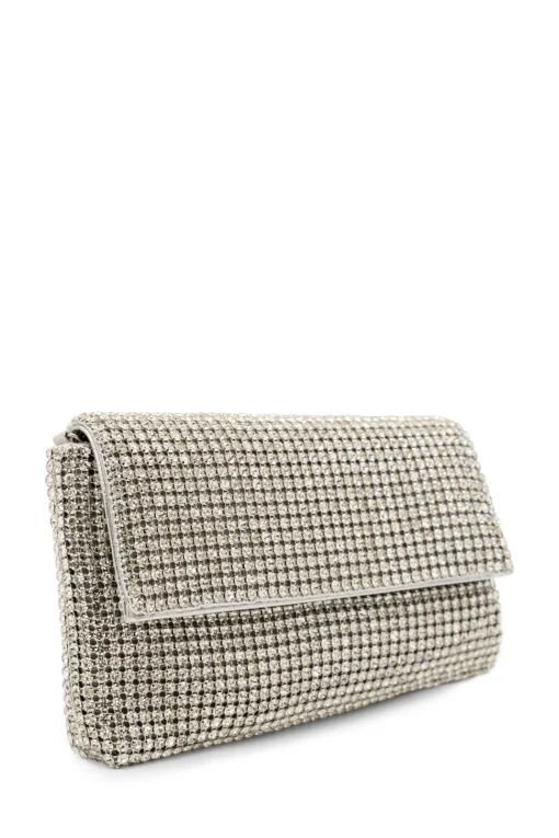 Diamante 'Donatella' Fold Over Soft Clutch Bag
