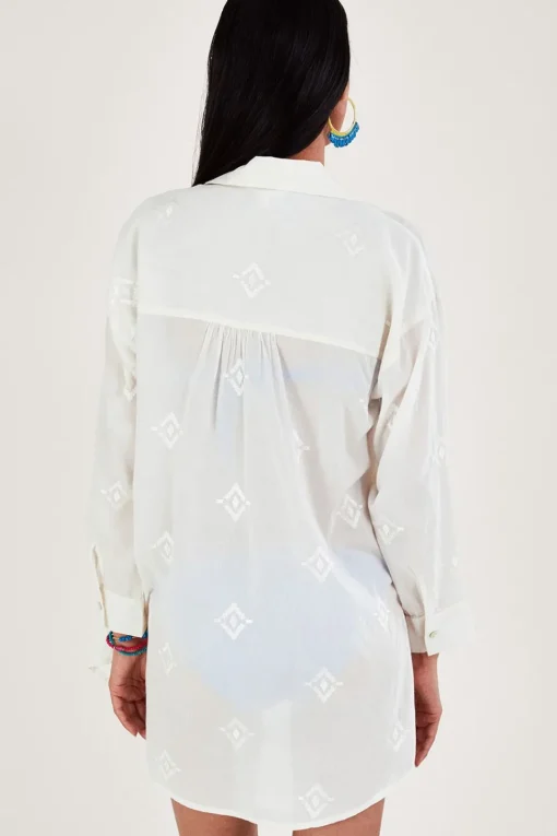 Diamond Embroidered Beach Shirt