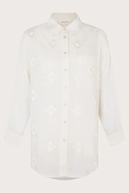 Diamond Embroidered Beach Shirt