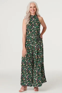 Ditsy Floral High Neck Jumpsuit