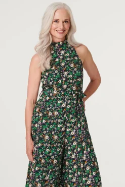 Ditsy Floral High Neck Jumpsuit