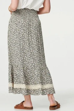 Ditsy Floral Lace Trim Maxi Skirt