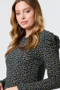 Ditsy Floral Ruffled Long Sleeve Top