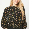 Ditsy Floral Shirred Hem Blouse