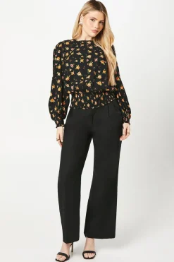 Ditsy Floral Shirred Hem Blouse