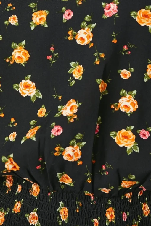 Ditsy Floral Shirred Hem Blouse