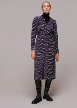 Dotted Spot Print Shirt Dress-